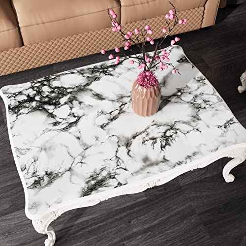 White Black Marble Wallpaper Peel and Stick 15.8'' x78.7'' Marble Contact Paper Countertop Peel and Stick Waterproof Self Adhesive Removable Wall Paper Cabinet Covering for Kitchen Home D?cor