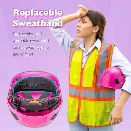 Vented Hard Safety Helmet, ABS Work Helmet with Adjustable 6-Point Suspension, ANSI Z89.1 Compliant with Construction, Climbing, and Industrial Use