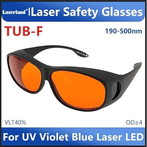 OD6 Laser Safety Glasses UV light Violet Blue for 405nm, 445nm, 450nm,473nm Laser 190nm-490nm TUB-F