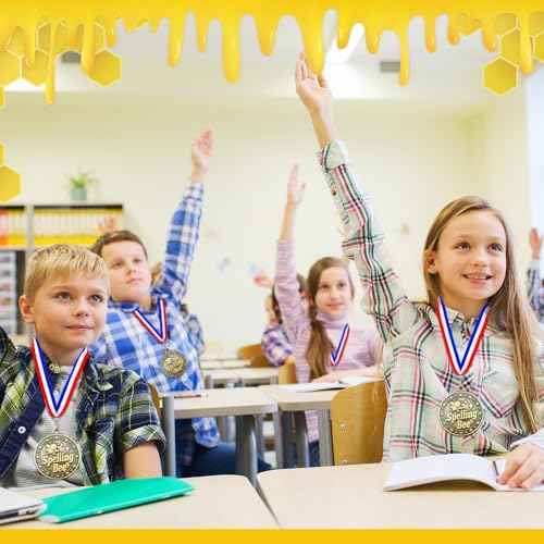 Quelay 30 Pcs 2'' Award Medals Bulk Gold Winner Medals with Neck Ribbons Metal Trophy Award Prize Gift for Tournaments, Competitions, Party, Kids and Adults