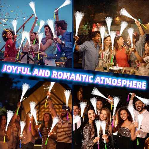 76 PCS White Fiber Optic Sticks, LED Fiber Wands, Fiber Optic Wand with 3 Light Modes, Glow in the Dark Party Supplies, Wedding Party Supplies, for Wedding, New Year, Birthday, Carnival