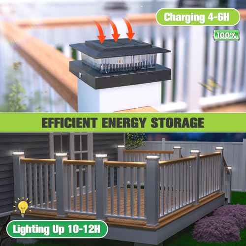 Post Cap Lights 16pack, 4x4 Deck Fence Post Solar Lights Outdoor with Warm White Lighting,Black Waterproof Solar Post Lights for Vinyl/Wood Posts to Decorate Fence, Deck,Garden, Patio