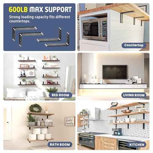 Countertop Support Bracket 10 inch 3 Pack Granite Countertop Bracket 10" x 6" x 2 1/2" Heavy Duty Shelf Bracket L Bracket Mantel Corbels for Wood/Quartz/Concret/Laminate Countertops