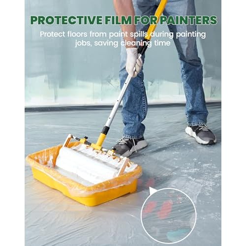 Voomey 6-Pack Plastic Drop Cloth 9x12 Feet - Waterproof and Clear Drop Cloth for Painting Sheet - Plastic Sheeting - Furniture Protection, and Floor Covering