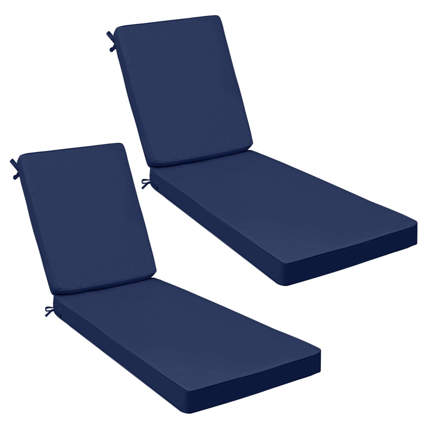 AAAAAcessories Outdoor Chaise Lounge Cushions, Fade-Resistant, Waterproof Patio Furniture Replacement Cushions, 75" x 24.5" x 3", Set of 2, Navy Blue