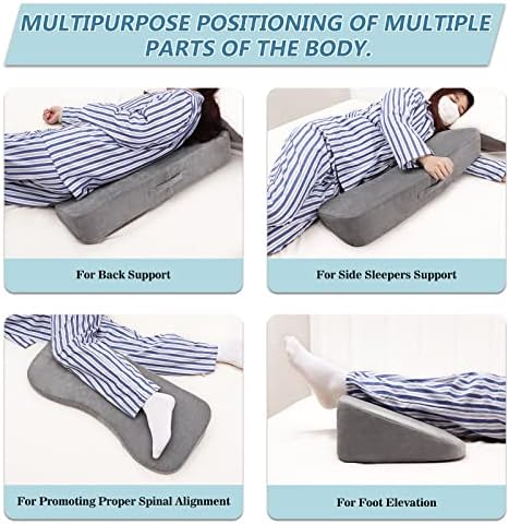 Long Wedges for Bed Positioning Pillow for After Surgery Curved Shaped Medical Wedge Pillows for Seniors to Prevent Bed Sore and Improve Healing Process No-Slip Bottom Height 5 Inch