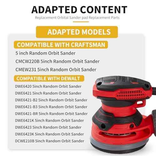Sander Pads Replacement for Craftsman, 2 Pack 5 inch 8 Hole Hook & Loop Orbital Sanding Metal Pads Compatible with Craftsman CMCW220B CMEW231 Random Orbital Sander