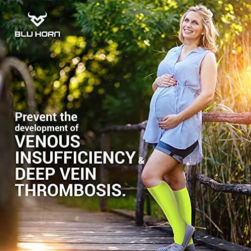 Knee High Compression Socks 15-20 mmHg - Everyday Use Improves Blood Circulation, Relieves Pain & Swelling (3X-Large, Neon Green (1-Pair))