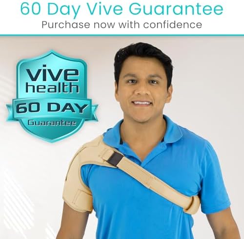 Vive Shoulder Brace for Women & Men - Injury Recovery Compression Support Sleeve - for Rotator Cuff Injuries, Arthritis, Sprain, Dislocation, PT - Targeted Inflammation Pain Relief (Beige, Medium)
