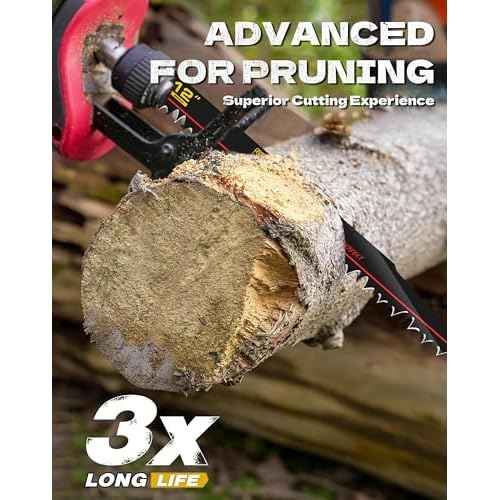 Wood Pruning Reciprocating Saw Blades, 12 Inch Pruning Blades for Reciprocating Saw, High Carbon Steel Reciprocal Saw Blades for Tree Trimming, Wood Cutting with Organizer Case, (10 Pack/5TPI)
