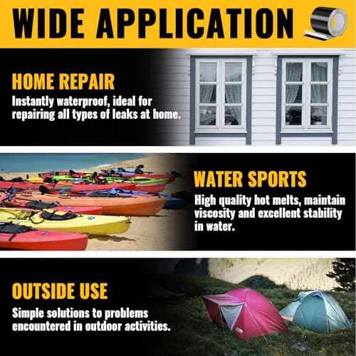 VIVIDA Waterproof Patch and Seal Tape, 4" ¡¿ 10' Waterproof Tape for Outdoor Use, Underwater Leaks Repair for Pool, Plumbing, Black, 1 Roll