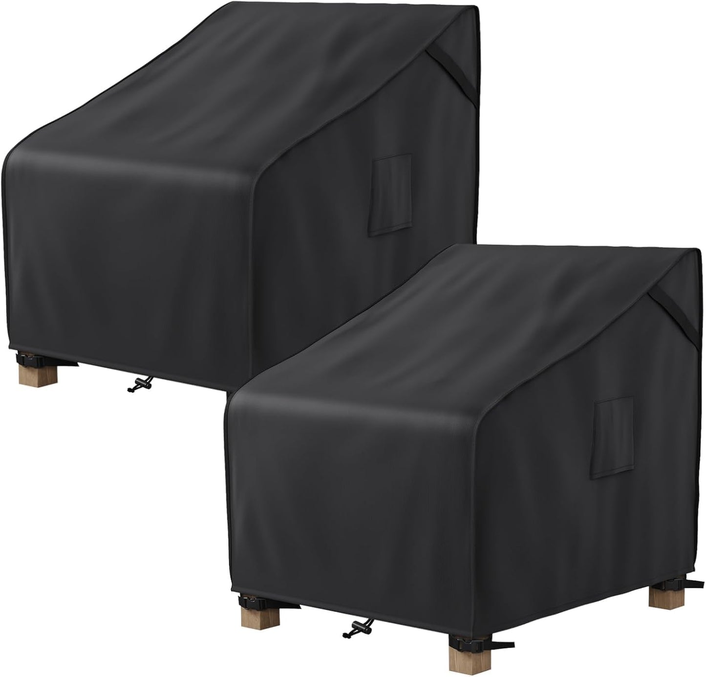 MR. COVER Patio Chair Covers Waterproof, Outdoor Furniture Covers for Rocking Chair, Heavy Duty Anti UV Chair Cover, Fits up to 35"W x 40"D x 35"H, Air Vent and Handles Included,Black, 2 Pack