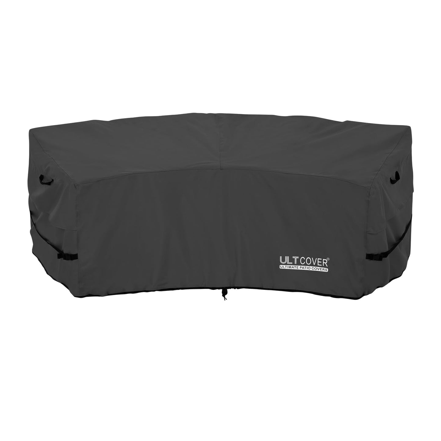 ULTCOVER Patio Curved Sofa Cover Waterproof for 2-3 Seater Outdoor Sectional Furniture Couch 94"(Back Arc Length) / 60"(Front Arc Length) x 32"(Deep), Black