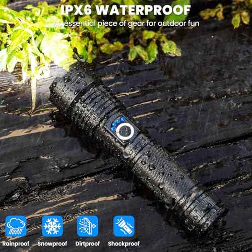 Flashlight Rechargeable 99,000 High Lumens - 3 Pack Bright LED Flash Light with 5 Modes, Handheld Waterproof Linterna for Camping, Home, Outdoor