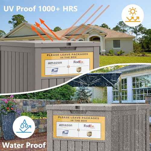 Package Delivery Box for Outside with Sign, 48 Gallon Storage with Lockable Secure, Large Double Wall Resin Outdoor Package Delivery Waterproof