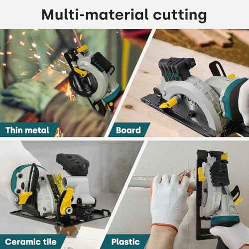 Enventor Mini Circular Saw, 5.8A 4-1/2" Electric Circular Saws with 6 Saw Blades, Laser Guide, Max Cutting Depth 1-11/16"(90¡Æ), 1-1/8"(45¡Æ) for Soft Metal, Wood, Tile, Drywall, Plastic Cutting