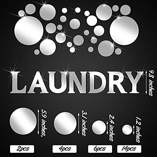 Zonon Laundry Room Mirror Decal Silver 3D Acrylic Mirror Wall Stickers DIY Wall Sticker for Bathroom Home Decorations Supplies(Silver)
