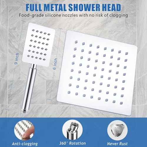 Voolan Dual Shower Head for Couples, High Pressure Rain Showerhead and Handheld Spray Combo, Adjustable Double Shower Heads for 2 People Bathroom (Chrome)