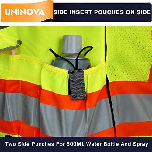 UNINOVA Surveyor Safety Vest Reflective for Men,Class 2 Heavy Duty Safety Vests Reflective with Pockets and Zipper