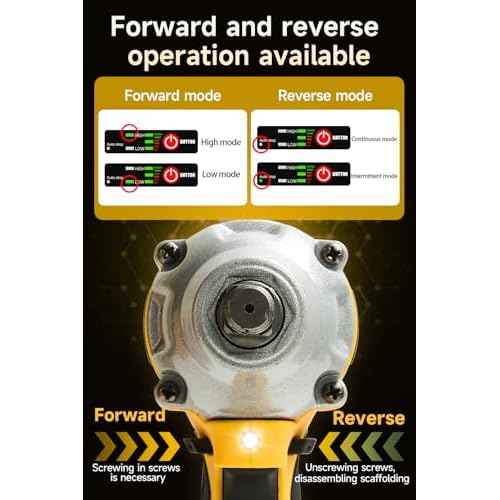 Cordless Impact Wrench 258Ft-lb (350N.m), Electric Driver for Car Tires and Home,1/2" Impact Gun with 2 Batteries and 6 Sockets, Yellow