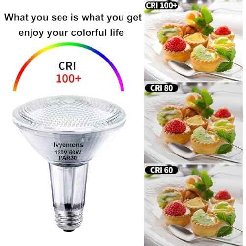 Par30 Flood Light Bulbs, 6-Pack Dimmable Par30 Halogen Bulb 2800K Warm White Flicker Free Par30 Long Neck Halogen 60W Bulb E26 Base for Accent Lighting, Tracking Lighting & Recessed Lighting