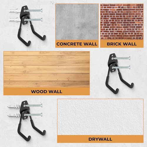 28 Pack Steel Heavy Duty Garage Hooks Storage Hooks with Anti-Slip Coating, Utility Garage Wall Mount Hanger and Organizer for Bikes, Ladder, Rope, Broom, Shovel and Garden Power Tools (28, Black)