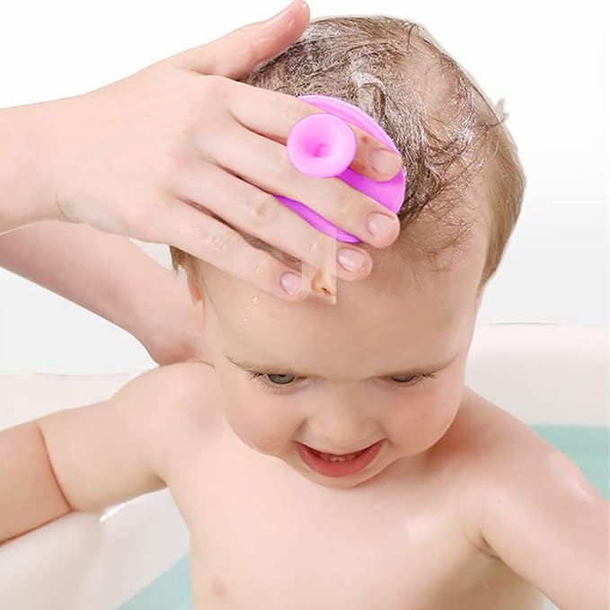 MR LION Baby Cradle Cap Brush, Baby Bath Brush, Silicone Massage Brush, Silicone Scrubbers Exfoliator Brush, Baby Brush for Cradle Cap and Dry Skin (Green & Blue & Pink & Purple)