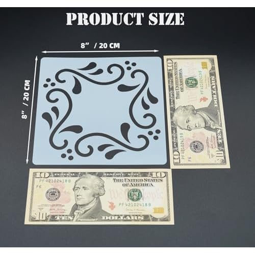 16 Pack Tile Stencil Set (8X8 Inch), Mexican Stencil Pattern, Use As Floor Stencils Or Wall Stencils, Reusable Stencils for Painting Floor Furniture Canvas, DIY Mexican Talavera Home D?cor