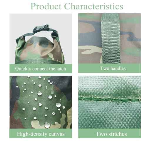 Flood Barrier Sand Bags camouflage Canvas Flood Protection Sandbags & Reusable With Insert Buckle Handle Woodland Sandbags for Emergency Flood Protection Fits Doors Garages Basemen Counterweights (4)