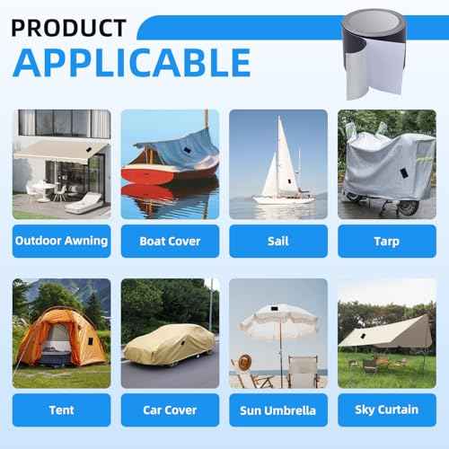 Heavy Duty Repair Tape for Tarp, Waterproof RV Awning, Outdoor Tarp, Canvas, Boat Covers, Sail, Tear Repair Patch Kit (Black)