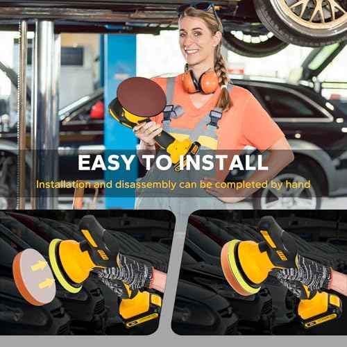 Car buffers and polishers kit Cordless for Dewalt 20V Battery,buffer polisher for car detailing with 8 Variable Speed Up to 5000RPM,6 Inch car buffers and polishers for Polishing/Waxing(No battery)