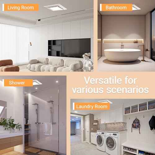 Bathroom Exhaust Fan with Light, 120 CFM Quiet Ventilation Fan with 6200K 12W LED Light 1.0 Sones Low Noise, 4 Inch Duct Quiet Square Ceiling Mount Vent Fan for Shower, Bathroom, Office, Home