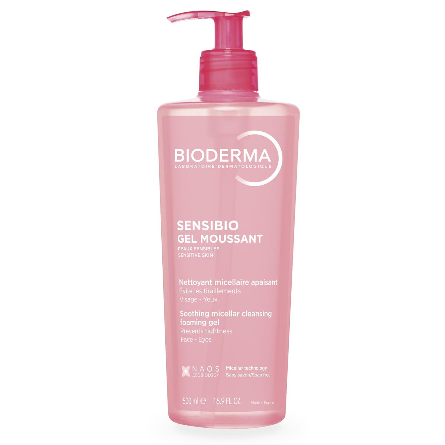Bioderma Sensibio Foaming Gel Gentle Face Cleanser, Cleansing and Makeup Removing Refreshing Feeling for Sensitive Skin, Unscented, 16.9 Fl Oz
