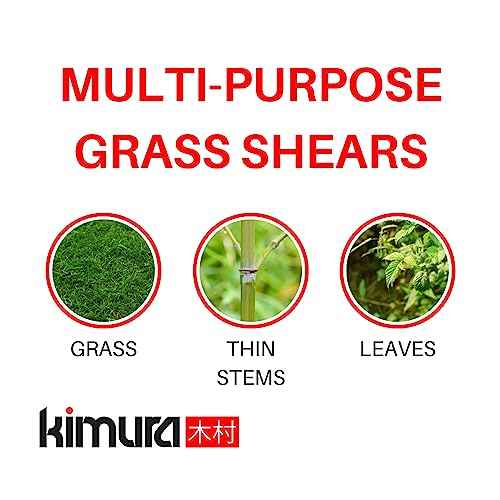 Kimura¢ç Pro Grass Shears - Premium Lawn Shears with 360¡Æ Rotating Head, Japanese SK5 Steel Blades, Lightweight, Ergonomic TPR Coated Handles, Garden Shears for Edging and Trimming - 15" Grass Clippers