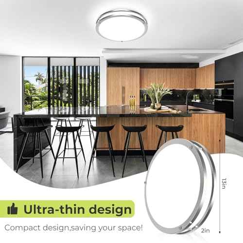 hepside 2Pack Flush Mount LED Ceiling Light with Remote, Dimmable& 3000K-6500K Adjustable Ceiling Light Fixture, Timer, Night Light, 13 inch Brushed Nickel Ceiling Lamps for Kitchen Bathroom Bedroom