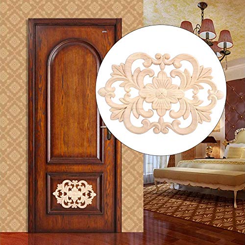 MUXSAM Wood Carved Applique Onlay Furniture Corner Frame Decal Unpainted Furniture DIY Decoration for Furniture Home Door Cabinet (22 x 14cm / 8.7 x 5.5inch), Pack of 1