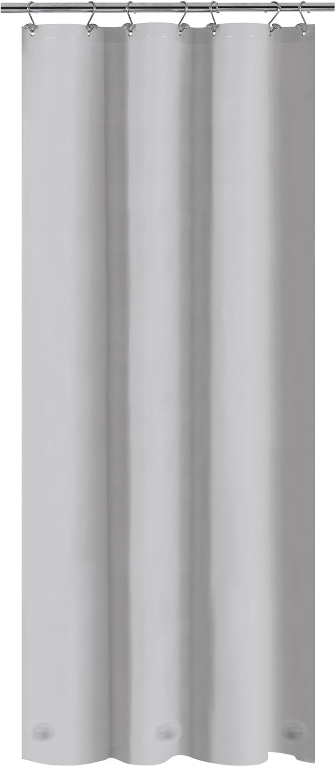 Barossa Design Silver Gray Stall Shower Curtain Liner with 3 Magnets - 36" x 72" Waterproof PEVA Plastic Narrow Shower Liner Lightweight for Small Bathroom, Metal Grommets - Gray Silver