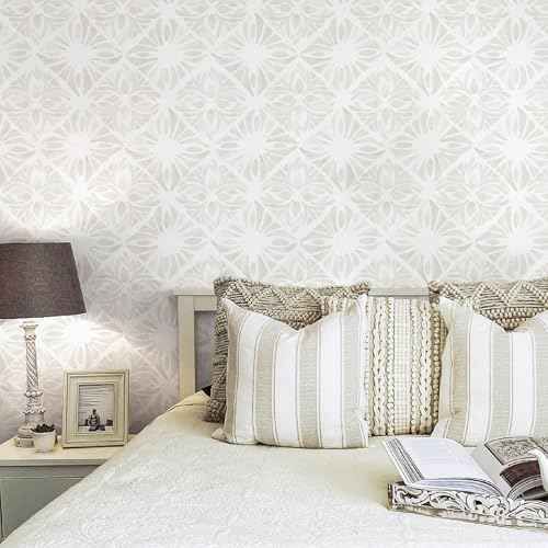 Geometric Peel and Stick Wallpaper Boho 78.7 "x17.3 White and Gray Wallpaper White Contact Paper Removable for Bedroom Waterproof Removable Shelf Liner Decal Vinyl Roll