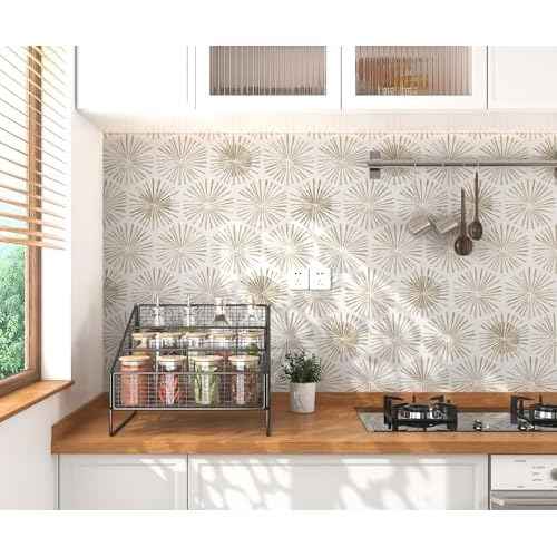 Modern Peel and Stick Wallpaper Boho Self Adhesive Wallpaper Peel and Stick Geometric Contact Paper White and Beige Wall Paper Removable Wallpapers 17.3''¡¿78.8'' for Bedroom Bathroom Cabinets Decor