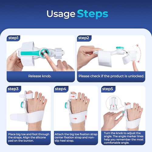 Bunion Corrector for Women Men Big Toe, 2025 Upgraded Adjustable Bunions Fix for Relief, Orthopedic Toe Correction with Anti-slip Heel Strap, Suitable for Left and Right Feet, Day Night Support, 1PC