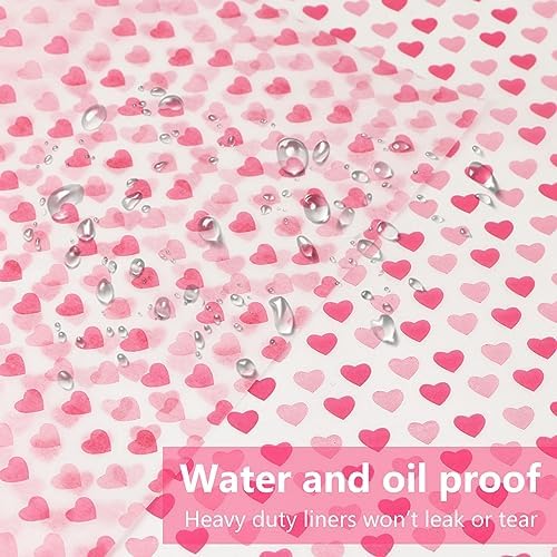MIDELONG 50PCS Wax Paper Sheets Food Wrapping Paper Greaseproof Waterproof Dry Waxed Deli Wraps Paper Sheets Non-Stick Liners Tissue for Bread Sandwich Burger,Heart Love Style