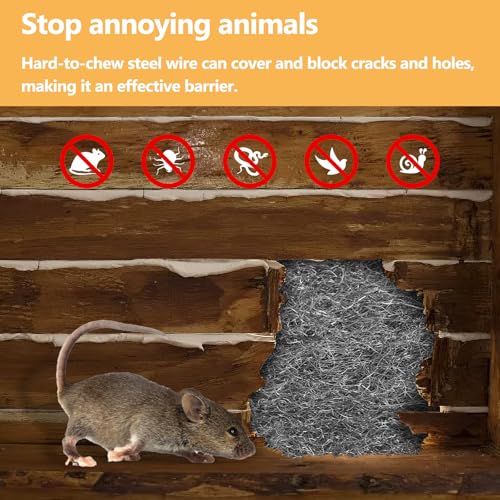 2 Pack Steel Wool for Mice Control, 3.2" x12 ft Wool, Gap Filler for Home & Garage, DIY Bundle