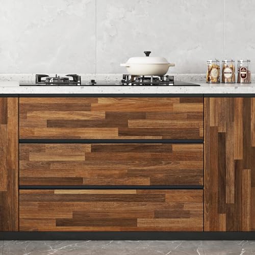 Livelynine Dark Butcher Block Contact Paper for Countertops Waterproof Wood Grain Wallpaper for Kitchen Countertop Laminate Sheets Self Adhesive Desk Vinyl Wrap Counter Top Covers for Table 15.8x78.8
