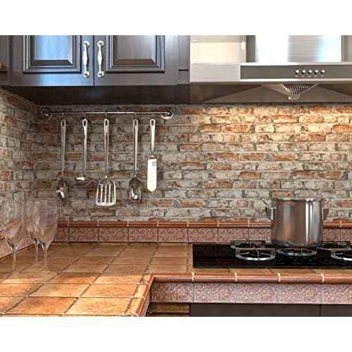 Sevalo Brick Wallpaper Peel and Stick Brick Contact Paper for Walls Red 3D Faux Self-Adhesive Removable Wallpaper for Bedroom Kitchen Backsplash Accent Wall Sticky D?cor Fireplace 17.3inW 78.7inL