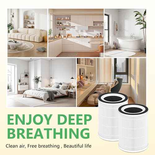 2 Pack Replacement Filter Compatible with BlissAer Kery Plus Air Purifier, 3-in-1 Filtration System with Activated Carbon Filter