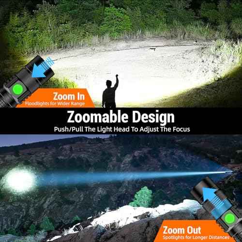 Pocket EDC Flashlight Rechargeable - 4.9inch & Emergency One Click SOS, Super Bright Small LED Flashlight 3Hr USB-C Fast Charging, Waterproof Portable Small EDC Flashlight for Home, Camping, Hiking
