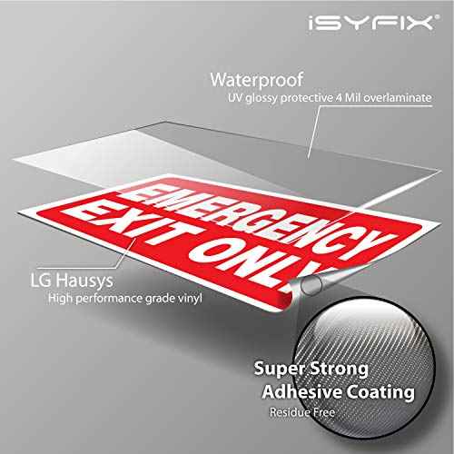 Emergency Exit Only Signs Stickers, 2 Pack 10x7 Inch ? Premium Self-Adhesive Vinyl Decal, Laminated for Ultimate UV, Weather, Scratch, Water & Fade Resistance, Indoor & Outdoor