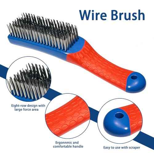 Wire Brushes Set, Stainless Steel Wire Brushes for Cleaning Rust Paint Removal with Curved Handle