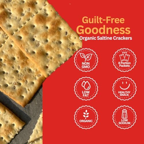 Suzie's Organic Saltines Crackers|Salted w/Extra Virgin Olive Oil|Low Saturated Fat|Healthy Gourmet Baked Vegan Snack for Adults & Children| 12 Packs (96 individual Stay Fresh Packs) - 8.8oz Each