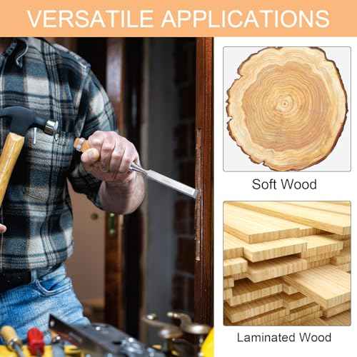 4 Piece Wood Chisel Set, Sturdy Carton Steel Chisels with Wood Handle, Wood Tools for Woodworking and DIY Projects (6mm, 12mm, 18mm, 24mm)
